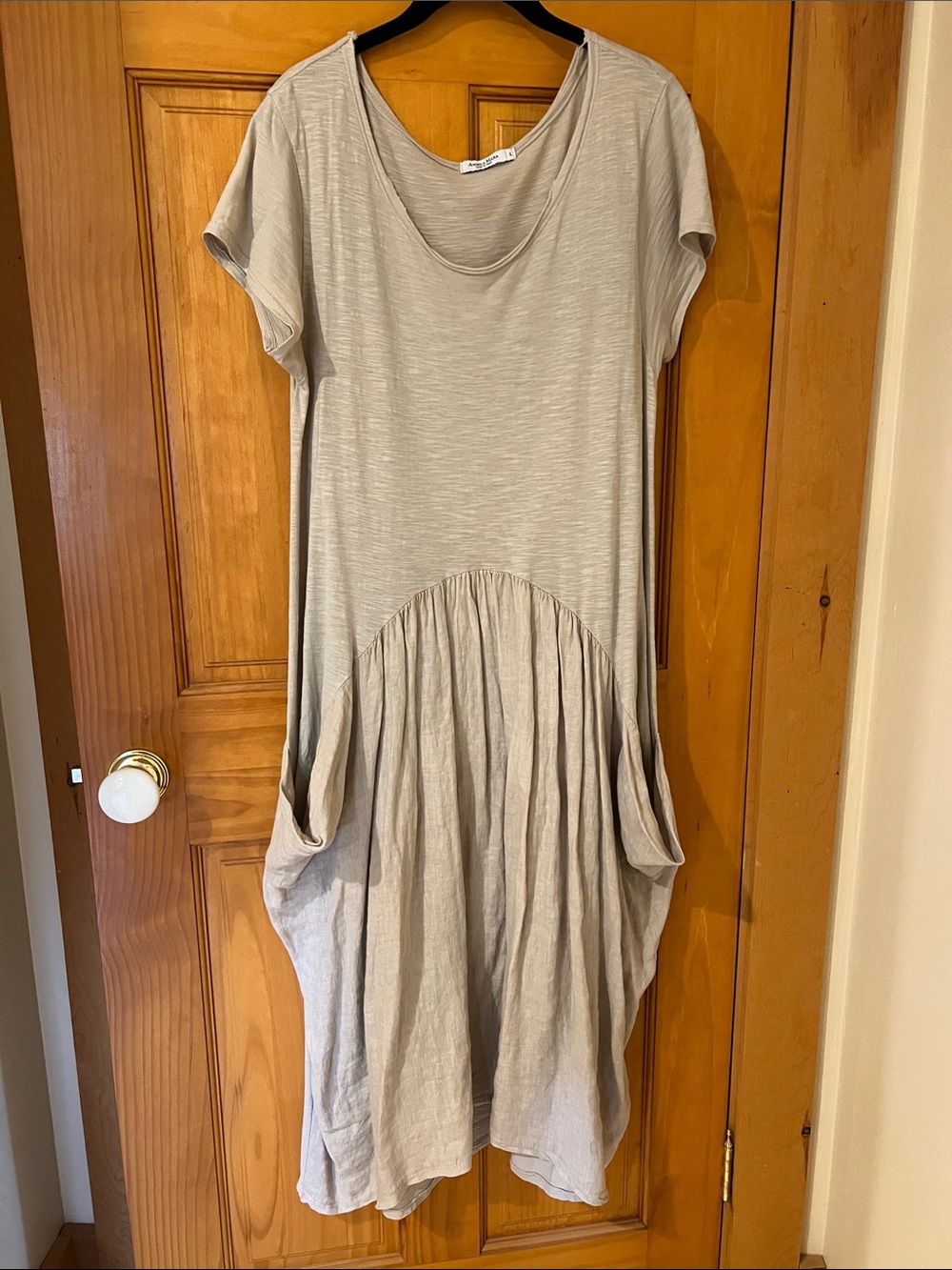 Angela Mara Scoop Neck Dress in Taupe